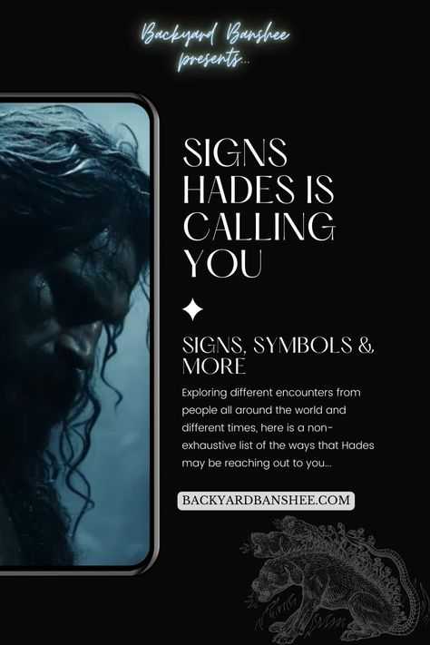 Decipher the signals from the God of the Dead. Discover how Hades might be reaching out to you, revealing mystic signs from the underworld. Read more on backyardbanshee.com Hades Archetype, Signs Of Hades Witchcraft, Hades Alter Ideas, Hades Deity Witchcraft, Symbols Of Hades, Hades Sigil, Hades Witchcraft, Hades Worship, Hades Deity