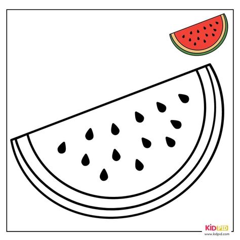 Fruit Drawing For Kids, Watermelon Coloring Page, Kids Colouring Printables, Watermelon Drawing, Thermocol Craft, Free Kids Coloring Pages, Kindergarten Coloring Pages, Easy Art For Kids, Fruit Coloring Pages