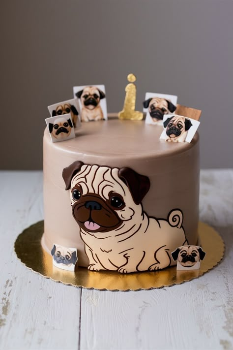 Top Pug Birthday Cakes That Will Make You Smile Dog Design Birthday Cake, Pug Birthday Cake, Pug Cake, Birthday Pug, Pug Birthday, Dog Birthday Cake, Dog Cakes, Cute And Cuddly, Birthday Cake Ideas