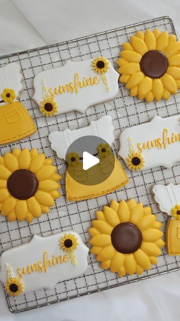 My only sunshine sugar cookie Sunflower Cookies Decorated Royal Icing, Sunflower Royal Icing Cookies, Sunflower Cookies Decorated, Sunflower Sugar Cookies, Cookie Gram, Sunflower Cookies, My Only Sunshine, Cookies Decorated, Cookie Ideas