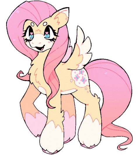 Mlp Fan Art Pony, Mlp Fan Art Fluttershy, Flutter Shy Fanart, How To Draw A Pony, Mlp Art Styles, How To Draw Ponies, Mlp Characters Ponies, Mlp Drawing Reference, Fluttershy Redesign