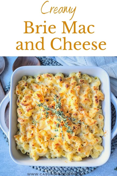 Brie Macaroni And Cheese, Dinner With Brie Cheese, Brie Cheese Recipes Pasta, Brie Mac And Cheese Recipes, Baked Brie Pasta, Brie Pasta Recipes, Savory Brie Recipes, Gourmet Mac And Cheese Recipe, Brie Bake