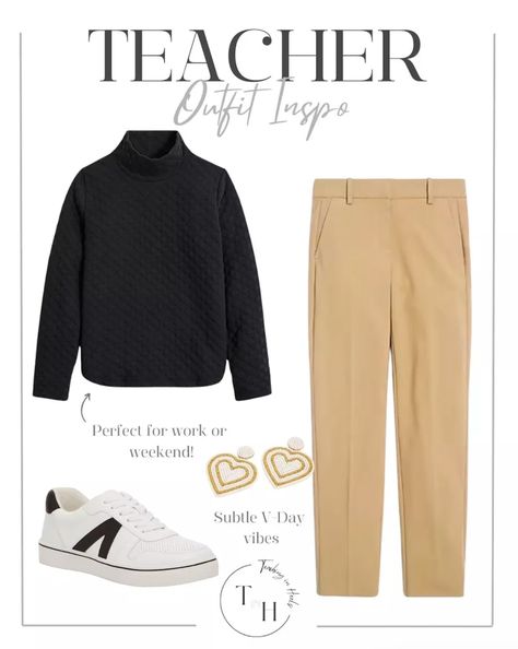 Stylish Comfort: Teacher Outfits With Sneakers - Teaching in Heels Teacher Outfits With Sneakers, Teacher Sneakers, Outfits With Sneakers, White Sneakers Outfit, All White Sneakers, Tan Trousers, Colorful Sneakers, Business Outfits Women, Outfit Collage