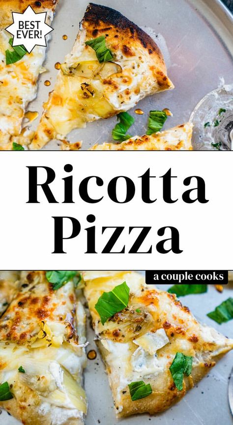 Ricotta Cheese Pizza, Homemade Cheese Pizza, Ricotta Pizza, White Pizza Recipes, Homemade Ricotta, Salad Dressing Recipes Healthy, Best Pizza Dough, Pesto Pizza, Making Homemade Pizza