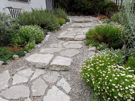 Broken Concrete Ideas, Concrete Pathway, Recycled Concrete, Pea Gravel Patio, Wood Walkway, Broken Concrete, Concrete Path, Brick Pathway, Pavers Backyard