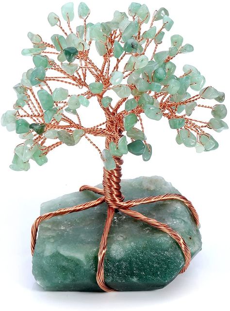 Adventurine Crystal, Fairy Lights In Trees, Natural Ornaments, Health Gifts, Wire Art Sculpture, Wire Tree Sculpture, Green Aventurine Crystal, Aventurine Crystal, Money Tree