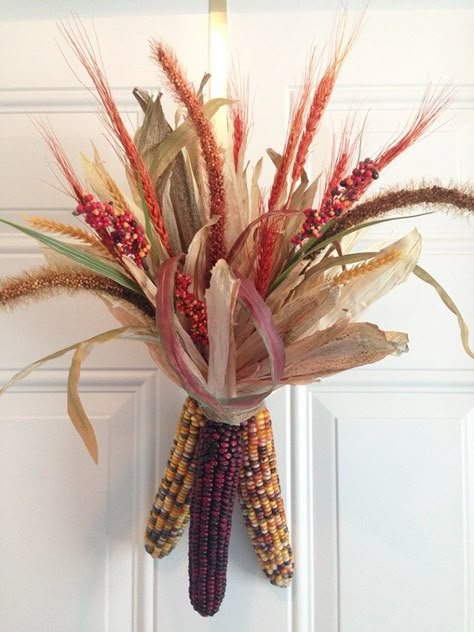 Easy Diy Thanksgiving Decorations, Easy Thanksgiving Decorations, Lammas Lughnasadh, Corn Decor, Glass Gem Corn, Indian Corn, Thanksgiving Decorations Diy, Fall Door Decorations, Diy Thanksgiving