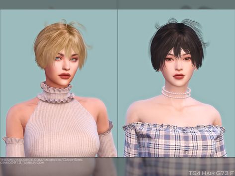 The Sims Resource - Female Hair G73 Sims4 Short Hair Cc, Sims4 Cc Short Hair Female, Sims4 Cc Hair Short, Sims 4 Short Hair Cc Female, Sims 4 Cc Short Hair Female, Sims 4 Female Hair, Short Messy Hair, Side Fringe Hairstyles, Hairband Hairstyle