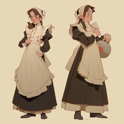 Maid Outfit Reference, Victorian Character, Victorian Outfits, Three Hearts, Anime Maid, Maid Outfit, Face Reference, Victorian Clothing, Character Inspo