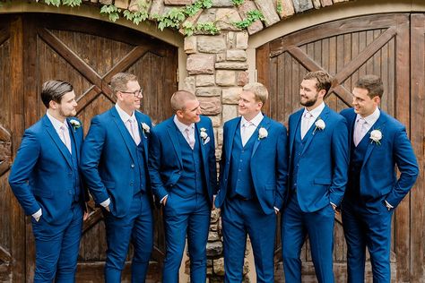 When it comes to wedding colors, one of the most iconic and timeless combinations are blue and pink. One of the things we love about this wedding (because there are many many reasons why we love it) is how they took a classic wedding color palette and made it modern and fresh. Blue Groomsmen Attire, Cobalt Blue Suit, Cobalt Blue Weddings, Blue Groomsmen, Ashford Estate, Cobalt Wedding, Vera Wang Bridal, Blue Suit Wedding, Rain Storm