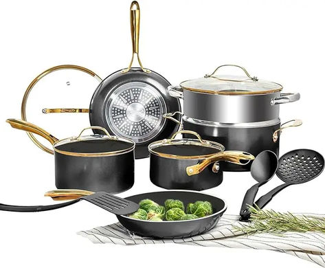 Pot And Pan Set, Non Toxic Cookware, Ceramic Cookware Set, Kitchen Cookware Sets, Nonstick Cookware Sets, Fry Pan Set, Ceramic Cookware, Dark Home Decor, Pots And Pans Sets