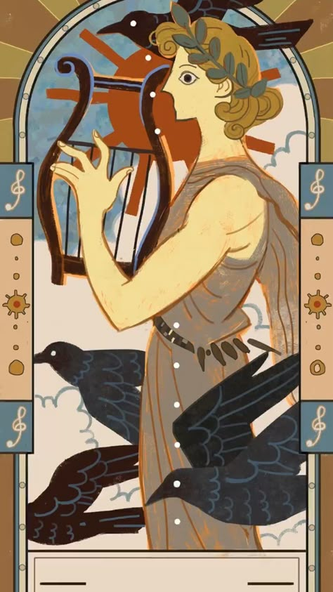 Art by Ruiriel Laika Dog, Apollo Greek, Hellenic Polytheism, Shadow Realm, Greek Paintings, Carpe Noctem, Greek Mythology Humor, Greek Mythology Gods, Epic The Musical