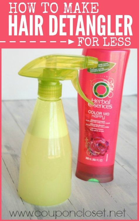 DIY Hair detangler - easy to make homemade detangler with just 2 ingredients. How to make detangler spray for less at home. #onecrazymom #DIYhaircare #hairdetangler #detanglerspray #hairspray Homemade Hair Detangler, Homemade Detangler, Diy Hair Detangler, Homemade Hair, Diy Kosmetik, Detangler Spray, Homemade Hair Products, Diy Hair Care, Homemade Bath Products