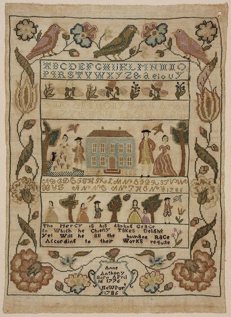 ART & ARTISTS: American Folk Art - part 2: Samplers Antique Cross Stitch, Vintage Samplers, Cross Stitch Sampler Patterns, Tent Stitch, Antique Embroidery, Antique Samplers, Embroidery Sampler, Cross Stitch Samplers, American Folk Art