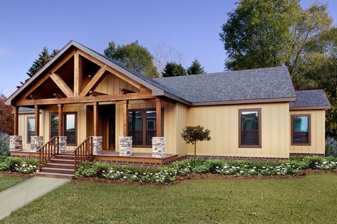 Deer Valley Series / Koinonia DVT-8408B ... Deer Valley Homes, Modular Home Builders, Modular Home Floor Plans, Prefab Home, Building A Porch, Mobile Home Porch, Craftsman Style House, Billings Mt, Modular Home