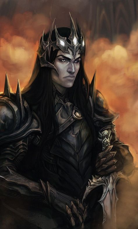 Melkor /morgoth from J.R.R Tolkiens silmirllion Melkor Morgoth, Middle Earth Art, Tolkien Art, Lotr Art, Male Character, Dark Elf, Fantasy Male, Jrr Tolkien, Dark Lord