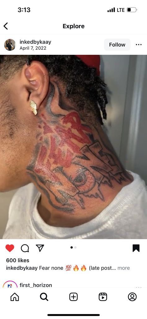 Make Neck Tattoo, Fear None Neck Tattoo, Men’s Tattoos Side Of Neck, Side Neck Tattoo For Guys Cover Up, Trust None Neck Tattoo, Large Neck Tattoo, Hard Neck Tattoos For Men, Neck Tattoos For Black Men, Middle Neck Tattoos Women