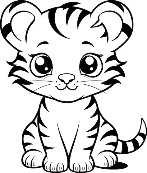 Inkleur Prente, Tiger Outline, Tiger Coloring, Tiger Clipart, Animal Outline, Outline Illustration, Kids Vector, Animal Silhouette, Animal Coloring