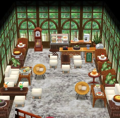 First floor at the cabin. Cafe IDEA. #animalcrossingpocketcampt #animalcrossing #camp #animalcrossingidea #animalcrossingpocketcampidea Animal Crossing Pocket Camp Cabin, Cabin Cafe, Animal Crossing Cafe, Animal Crossing Cats, Animal Crossing Pc, Cafe Idea, Garden Cabins, Happy Home Designer, Acnh Ideas