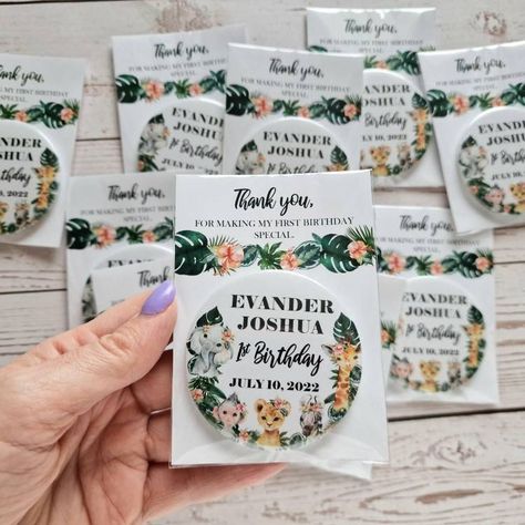 "Firs birthday favors with safari animals 🦁🦒🐘" Wild One 1st Birthday, Magnet Favors, 1st Birthday Favors, Personalized Magnets, Birthday Giveaways, Giveaway Gifts, Birthday Inspo, Safari Birthday, Boy First Birthday