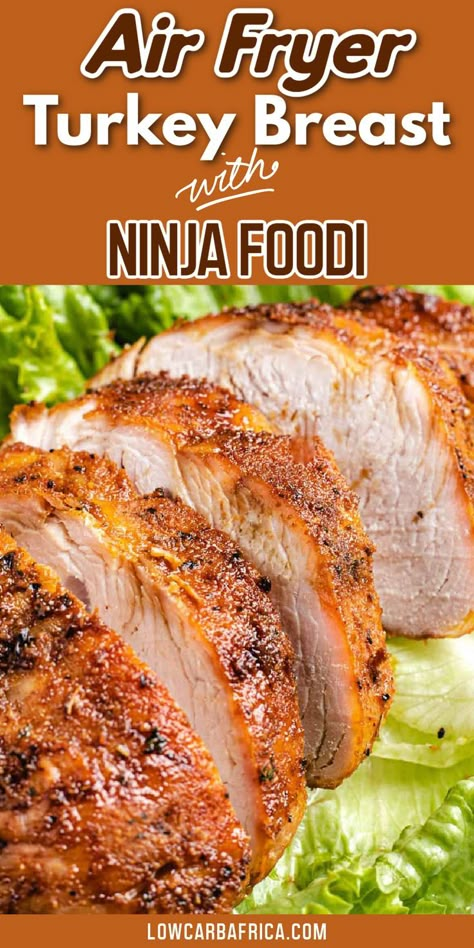 Cooking a turkey breast in air fryer is so easy! So tender and juicy inside with crispy skin outside, you will love this super easy holiday recipe! The Ninja Foodi makes it so easy to make! Turkey Breast Air Fryer Recipe, Whole Turkey Breast Recipes, Turkey Breast In Air Fryer, Turkey Breast Air Fryer, Ninja Foodi Turkey Breast, Ninja Foodi Turkey, Instapot Turkey, Air Fryer Turkey Recipes, Cajun Turkey Breast