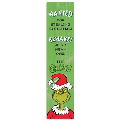 Add a Grinchy touch to your front porch this holiday season with this festive, officially licensed Dr. Seuss' The Grinch porch sign. Designed and printed in the United States on quality materials, this is an item you’re sure to love. Grinch Signs Wooden Diy, Grinch Porch Sign, Grinch Porch, Front Yard Halloween Decorations, Grinch Sign, Grinch Stuff, Grinch Christmas Decorations, Front Porch Signs, Chenille Throw