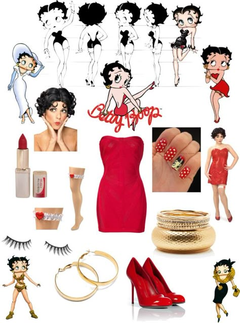 Betty Boop And Popeye Costume, Betty Boop Outfit Ideas, Betty Boop Inspired Outfit, Fantasia Betty Boop, Betty Boop Fantasia, Betty Boop Halloween Costume Long Hair, Disfraz Betty Boop, 20s Flapper Costume, Betty Boop Halloween Costume