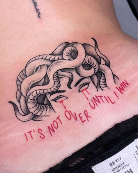 Chola Style Tattoo, Sa Victim Tattoo, Simple Stomach Tattoos, 5150 Tattoo, Medusa Tattoos, Witchy Tattoos, Medusa Tattoo Design, Cute Hand Tattoos, Clever Tattoos