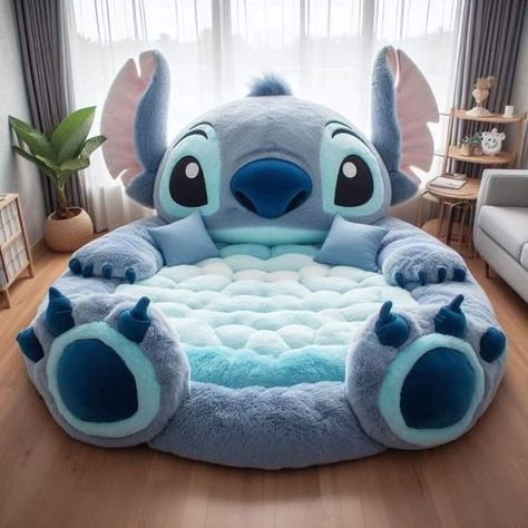 Stitch lovers | Bed💙 | Facebook Stitch Bean Bag, Stitch Bedsheets, Stitch Themed Room, Stitch Room Decor Ideas, Stitch Bedroom Ideas For Kids, Lilo And Stitch Room Ideas, Lilo And Stitch Bedroom, Stitch Themed Bedroom, Stitch Room Decor