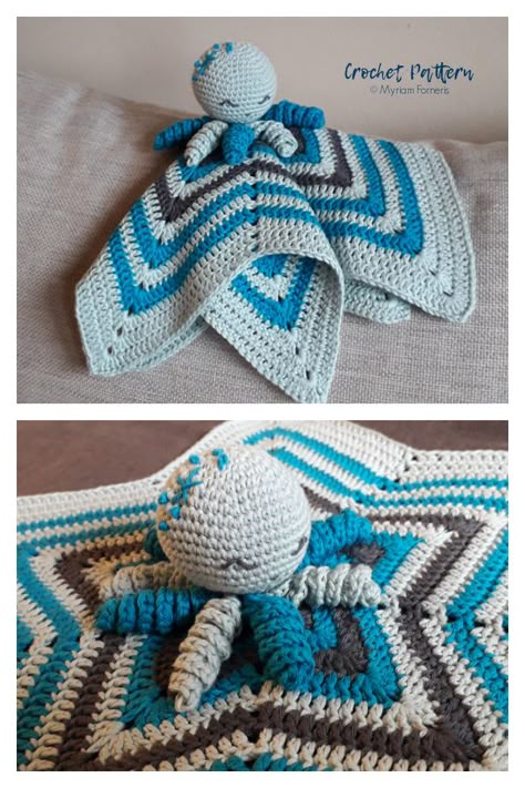 Crochet Octopus Lovey Free Pattern, Baby Lovely Crochet Pattern Free, Octopus Lovey Crochet Pattern, Crochet Loveys For Babies Free Pattern, Crochet Baby Comforter Free Pattern, Crochet Octopus Blanket, Crochet Pattern For Octopus, Crochet Lovies Free Patterns, Free Crochet Lovey Pattern