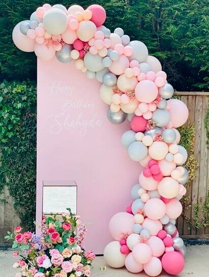 Half Circle Backdrop, Balloons Galore, Circle Backdrop, Baby Shower Theme Decorations, Backdrop Decor, Ice Cream Birthday Party, Birthday Party Theme Decorations, Party Pops, Flowers Fabric