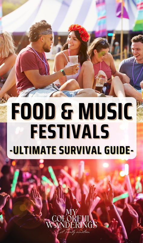 Ever wanted to go to one of those Instagram-worthy music festivals you see plastered all over social media? You might not know it but it actually takes some preparation!! Get our ultimate guide for what to pack for music festivals, what to wear to music festivals and so much more!! Lollapalooza, Coachella, Railbird Festival, Forecastle Fest, Louder Than Life, Bonnaroo Arts and Music Festival, The Albuquerque International Balloon Festival in New Mexico #USAbucketlist #bucketlist | Packing Guide Oceans Calling Festival, Oceans Calling Festival Outfit, Railbird Festival, Festival Food Ideas, Professional Celebration, Oktoberfest Germany, Edm Music Festivals, Insta 360, Food Truck Festival