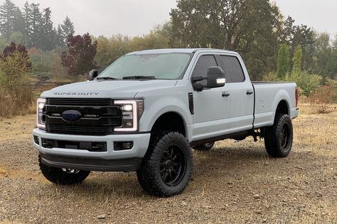 'Battleship grey' vessel: 2018 Ford F-250 Limited on Forgiato Wheels wrapped in Nitto Tires.  When ordering a wheel & tire package on CARiD, you get free mounting and balancing, save your time and your money! Ford F250 Diesel, Impala Chevrolet, Forgiato Wheels, Diesel Trucks Ford, Custom Lifted Trucks, Ranger Truck, Ford Suv, Ford Ranger Truck, Dream Trucks