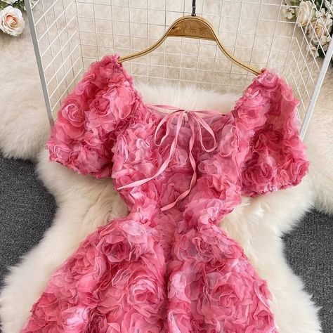 Harrold 3D Floral Dress 🌸 Comment below for direct link Shop at www.alamodelabel.in #floraldress #3ddress #trendingdress #pinkdress #ootd #fashion #styling #styleinspiration Women French Style, Floral Dresses For Women, Mid Dress, Dress Puff Sleeve, French Women Style, Faux Leather Coat, Cute Rose, Patchwork Skirt, 3d Rose