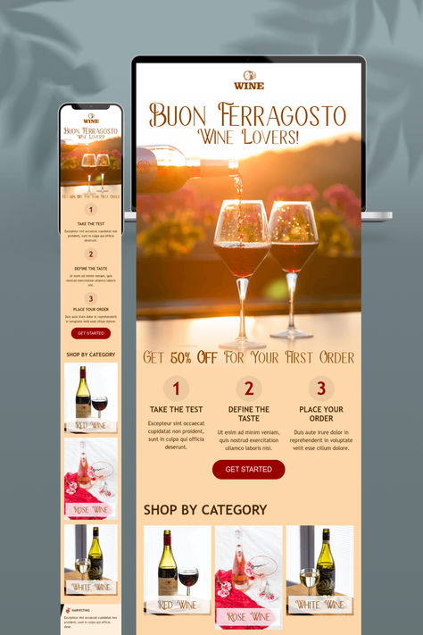 Ferragosto Email Template «Message from Wine Maker» for Beverages industry.  Create eye-catching templates that leave a lasting impact.🌠🌟  Follow us on Pinterest for design and marketing hacks! 📈💌   #ferragosto #stripoemail #emailtips #emailnewsletter #emailtemplate #emaildesign #emailmarketing #emaildesignlayout Wine Maker, Marketing Hacks, Holiday Emails, Email Template Design, Email Newsletter Design, Holiday Campaign, Email Template, Newsletter Design, Email Design