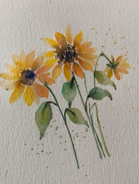 Paper Cup Flower, Flowers With Paper, Simple Easy Painting Ideas, Sunflower Watercolor Painting, Painting Ideas On Canvas Simple, Watercolor Sunflowers, Cup Flower, Easy Painting Ideas On Canvas, Learn Watercolor Painting