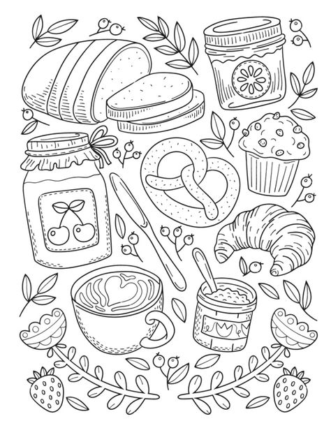 Winnie The Pooh Coloring Page, Baking Coloring Pages, Food Coloring Pages, Colouring Sheets, Art 2024, Detailed Coloring Pages, Image Swag, Easy Coloring Pages, Cool Coloring Pages