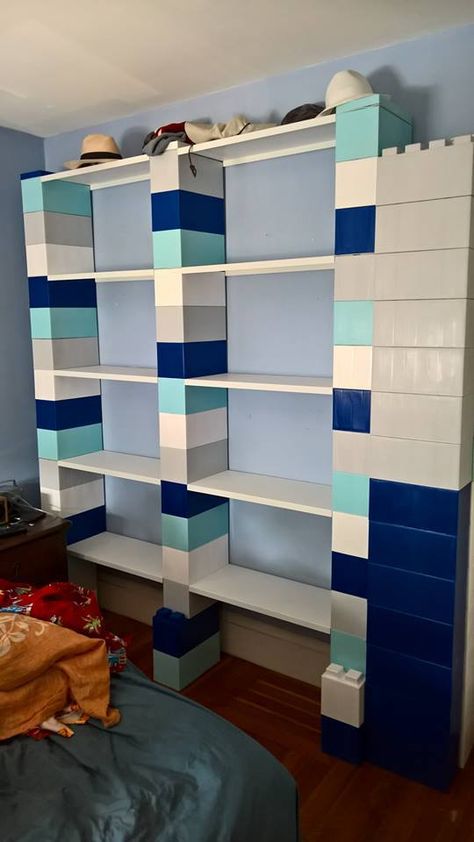 #shelving #shelvingunit #shelves #shelf #EverBlock #everblocksystems #storage #display #modular #create #build #bookshelf #bookcase #design Build Bookshelf, Giant Lego Blocks, Ikea Lego, Everblock System, Cinder Block Furniture, Shelf Bedroom, Lego Display, Modular Office, Hair Salon Decor