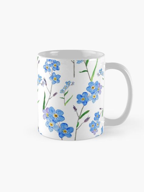 "forget me not pattern " Mug by ColorandColor | Redbubble Pottery Painting Forget Me Not, Watercolor Scarf, Pattern Mug, Dont Forget Me, Pattern Watercolor, Pattern Scarf, Patterned Scarves, Watercolor Pattern, Forget Me Not