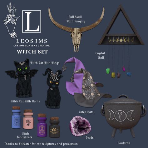 Sims 4 Cc Furniture Witchy, Sims 4 Cc Spellcaster Clothes, Sims4 Cc Witch Furniture, Spooky Sims 4 Cc, Sims 4 Cc Vampire Furniture, Sims 4 Witch House, Leo Sims, Sims 4 Cc Goth, Pelo Sims