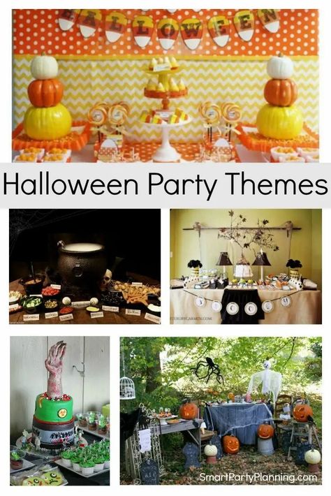 Awesome Halloween party themes for kids and for adults. Find fun and spooky ideas for food, decorations and entire party set ups. With themes ranging from a Halloween craft party, to a zombie or witches party, there are Halloween party themes that all families can enjoy. Halloween Craft Party, Party Themes For Kids, Witches Party, Dollar Diy, Ideas For Food, Spooky Ideas, Food Decorations, Witch Party, College Halloween