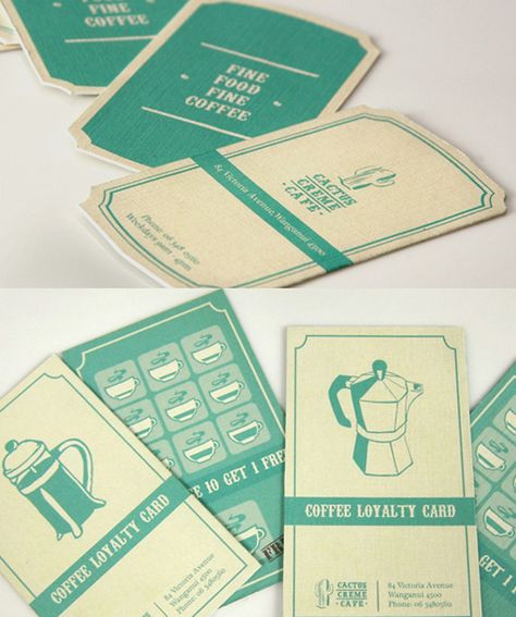 Business Card Design Inspiration | designrfix.com Cafe Business Card, Vintage Business Card Design, Loyalty Card Design, Retro Business Card, Vintage Business Cards, Graphic Design Business Card, Design Brochure, Visiting Card Design, Business Card Design Inspiration