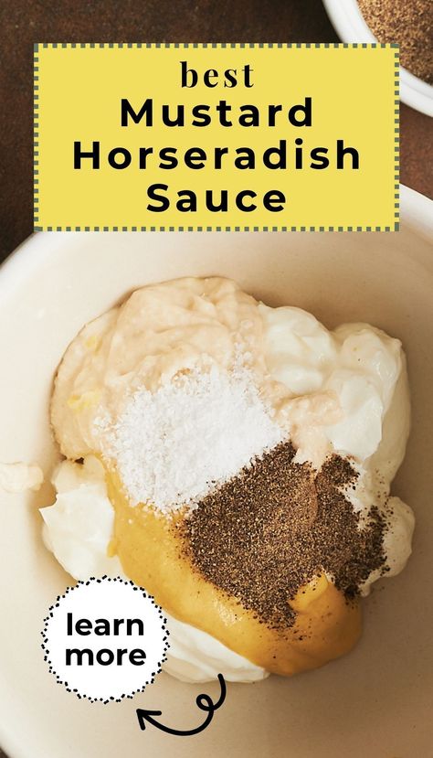 Honey Mustard Horseradish Sauce, Ham Mustard Sauce, Spicy Horseradish Sauce, Mustard Horseradish Sauce, Horseradish Mustard Sauce, Horseradish Mustard Recipe, Beef Tenderloin Sliders, Mustard Sauce For Salmon, Horseradish Dipping Sauce