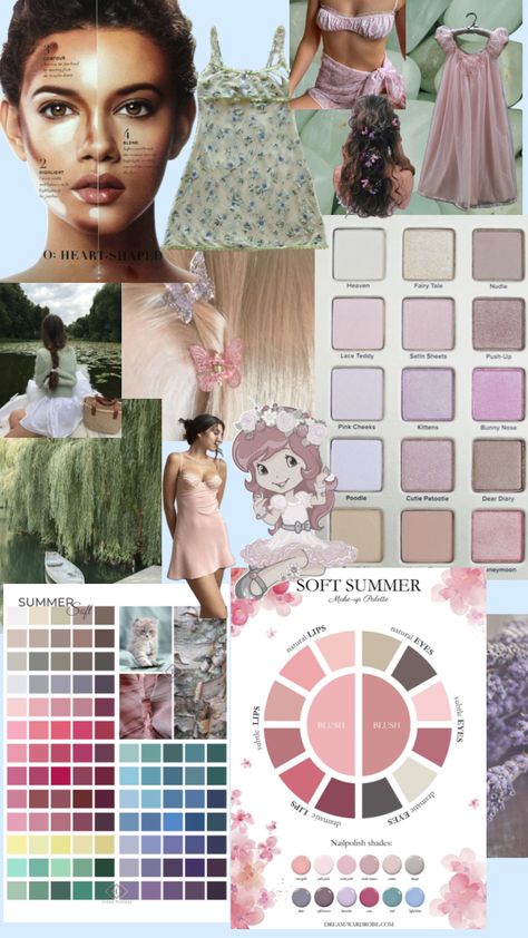 Soft Summer Landscape, Summer Pallete Makeup, Soft Summer Color Palette Aesthetic, Soft Summer Jewelry Color, Shaded Soft Summer Color Palette, Summer Color Season Outfits, Soft Summer People, Soft Summer Clothes Aesthetic, Soft Summer Fashion Outfit Ideas