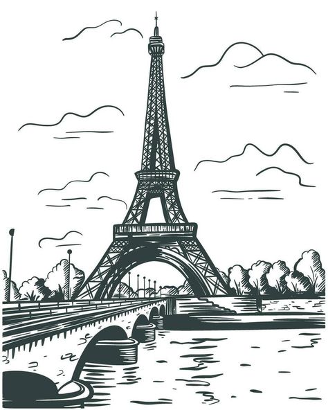 Eiffel Tower in Paris France ink sketch France Sketch, Eiffel Tower Vector, Eiffel Tower Sketch, Tour Eifel, Paris Sketch, Eiffel Tower Drawing, Eiffel Tower In Paris, Inktober 2024, Tower In Paris