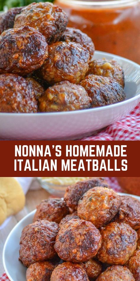 Nonna’s Italian meatballs are my go to meatball recipe. It yields tender, juicy results that are full of amazing flavor. Your family will beg for these with spaghetti or in sandwiches! #recipe #meatballs #dinnerrecipe Baked Italian Meatballs, Homemade Meatballs Recipe, Homemade Italian Meatballs, Italian Meatball, Italian Meatballs Recipe, Meatball Recipes Easy, Meatball Recipe, Homemade Meatballs, Italian Meatballs