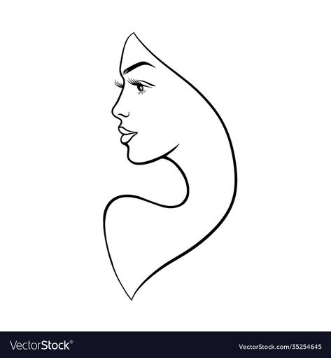 Female Face Silhouette, People Outline, Side Face Drawing, Line Drawing Woman, Fruit Art Drawings, Face Silhouette, Face Outline, Minimal Contemporary, Face Line Drawing