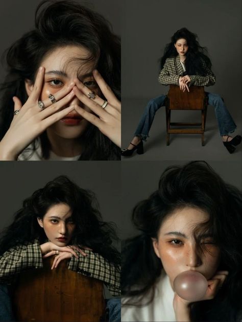 Aesthetic Modeling Pics, Studio Photoshoot Portraits, Unique Self Portrait Ideas Photography, Concept Shoot Ideas Photoshoot, Model Concepts Photography, Tucking Hair Behind Ear Pose Drawing, Korean Style Photoshoot, Photo Shoot Makeup Ideas, Studio Photoshoot Ideas Creative Fashion