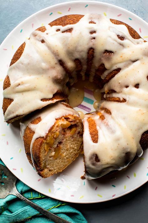 Peach Bundt Cake, Best Bundt Cake, Brown Butter Icing, Pumpkin Bundt Cake, Sally's Baking, Butter Icing, Peach Desserts, Peach Cake, Leftover Cake