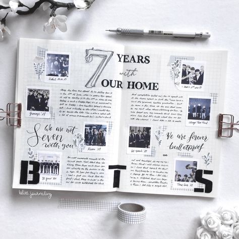 Bts Journal Ideas, Stationery Things, Happy 7th Anniversary, We Are Bulletproof The Eternal, Bulletproof The Eternal, Anniversary Journal, Bts Journal, Bullet Journal Cover Ideas, We Are Bulletproof